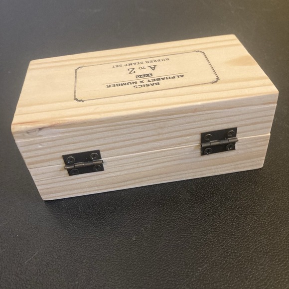 Basics Alphabet x Number Typo Rubber Stamp Set w/ Wood Box 36pc - Picture 5 of 8